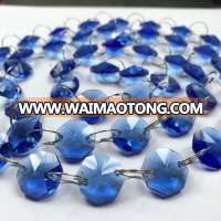 Machine cut christmas bead garland 14mm blue crystal octagon beads chain garland for wedding tree